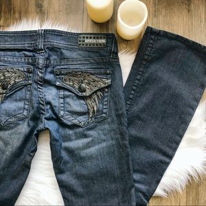 Affliction bootcut jeans with back pocket detail